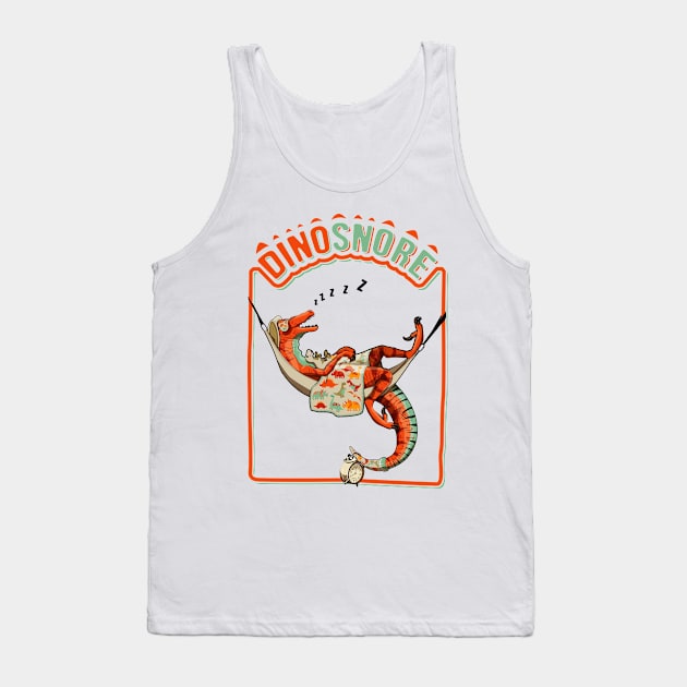 DinoSNORE Velociraptor Sleeping Dinosaur Tank Top by InTheWashroom